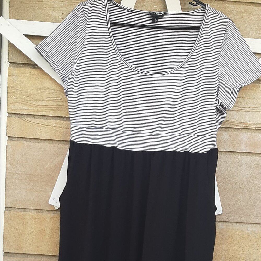 Torrid Black and White Striped Midi Dress
